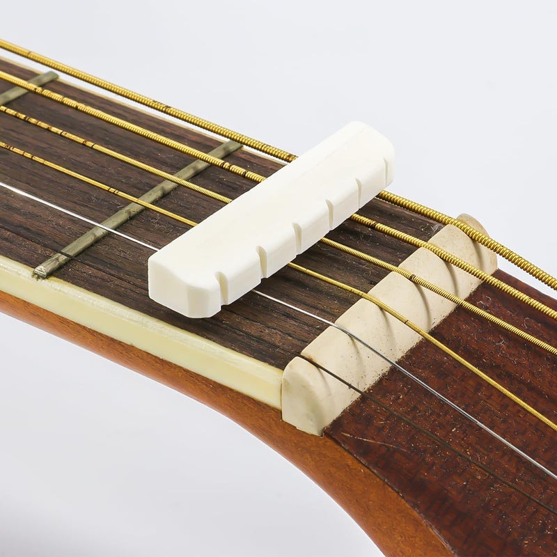 Domofa 43mm Guitar Slotted Bone Nut for Acoustic or Les Paul Guitar Replacement,Flat Bottom - Image 2